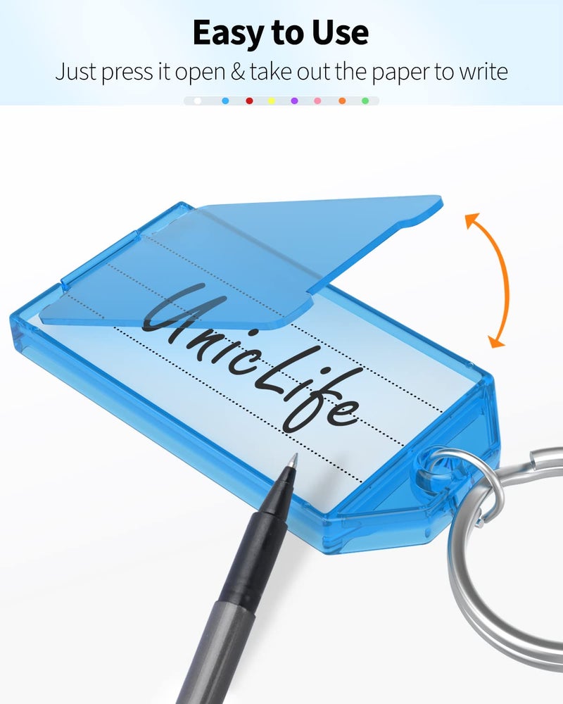 Uniclife علامات مفاتيح بلاستيكية قوية من يونيكلايف 20 حزمة مع حلقة مفصولة ونافذة للتسمية، ألوان متنوعة - Image 3